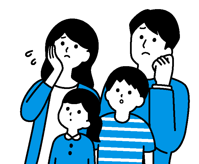 悩んでいる親子のイラスト
